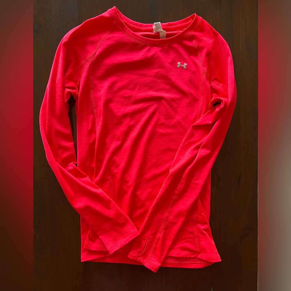 Under Armour M cold gear long sleeve shirt fleece lined coral